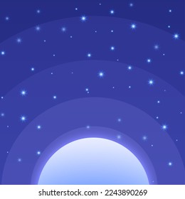 Night shining starry sky party background, blue space with stars