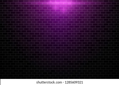 Night Show on brick wall background illuminated by spotlights. Vector illustration.