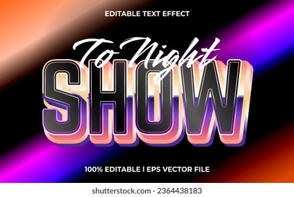 To night show text effect editable video cover and banner text style, 3d typography template