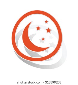 Night sign sticker, orange circle with image inside, on white background