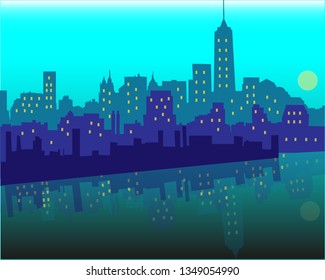 Night silhoutte of New York city vector image