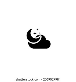 Night simple flat icon vector illustration