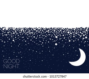 Night sky abstract background. Magic night sky with moon and stars. Vector illustration EPS 10