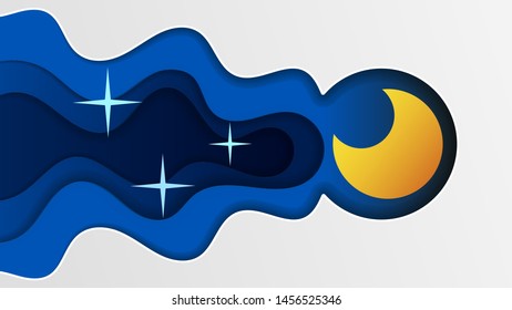 Night Sky Art Design Moon And Stars 