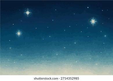 Night Sky Background with Bright Shining Stars and Grainy Texture