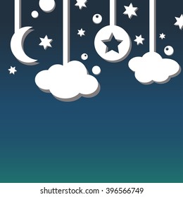 night sky background with cloud, moon and star