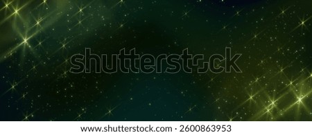 Night sky background with green sparkling stars. Vector realistic illustration of black space with many shimmering constellations, emerald starlight in dark galaxy, astrology wallpaper, dark cosmos