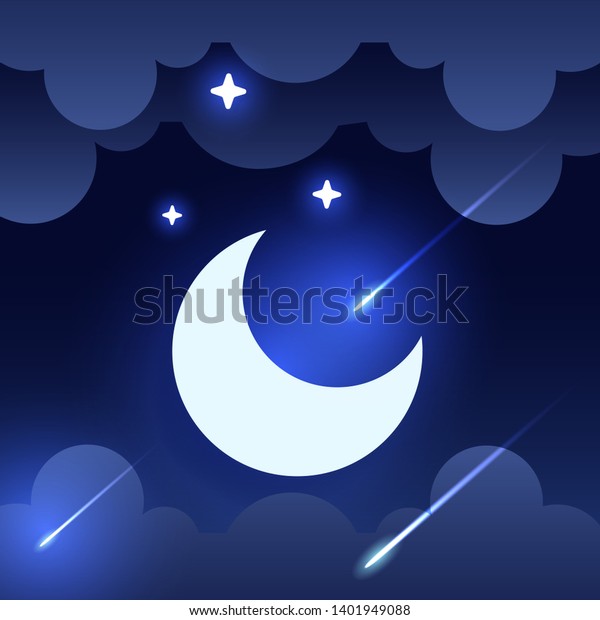 Night Sky Background Half Moon Clouds Stock Vector Royalty Free 1401949088 Shutterstock