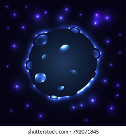 Night sky background with the shining stars and moon. Vector illustration