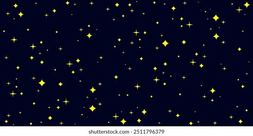 Fondo del cielo nocturno, patrón de estallido estelar, Ilustración vectorial estrellada.