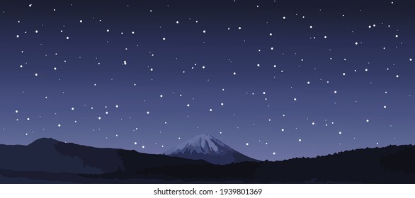 Night Sky Background With Stars And Mountains