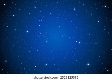 Fundo do céu noturno com estrelas. Vetor azul escuro espaço com constelação e brilhos. Ilustração da galáxia da fantasia. Fundo de magia cósmica celestial.