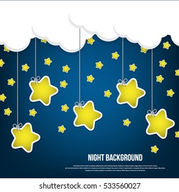 Night sky background with stars. Vector illustration.