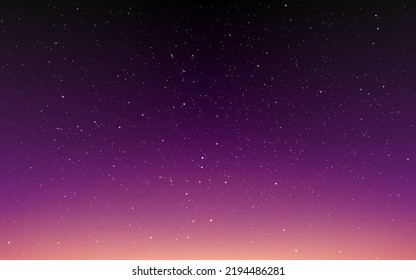 Night sky background. Sunset wallpaper with stars. Blurred starry texture. Abstract space backdrop for poster, brochure or website. Vector illustration.