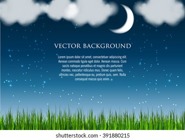 The night sky with beautiful clouds realistic, and grass