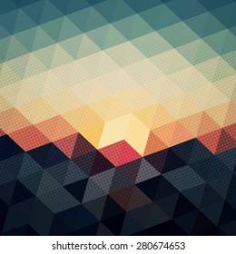 Night sky with blue triangle and dot pattern background