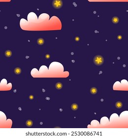 Night Sky with Bright Stars and Soft Clouds