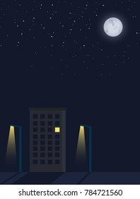 night sky with building view only one window lighting