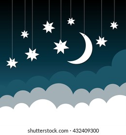 Night sky card. Vector illustration. 