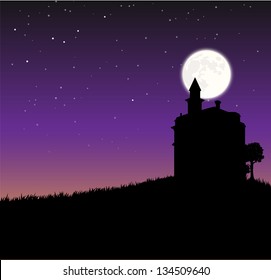 Night sky with castle an moon