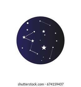 The night sky in a circle vector illustration