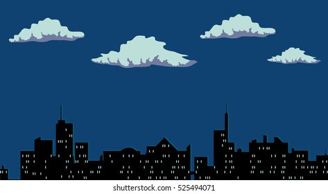 Night sky city vector illustration