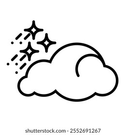 Night sky, cloud and stars, simple icon, simple illustration