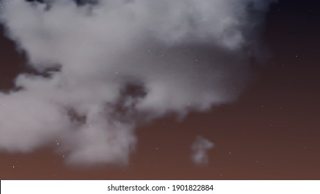 Night sky with clouds and many stars. Abstract nature background with stardust in deep universe. Vector illustration.