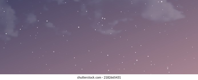 Night sky with clouds and many stars. Abstract nature background with stardust in deep universe. Vector illustration