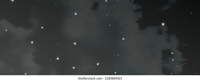 Cielo nocturno con nubes y muchas estrellas. Resumen del fondo natural con el polvo de estrellas en el universo profundo. Ilustración del vector