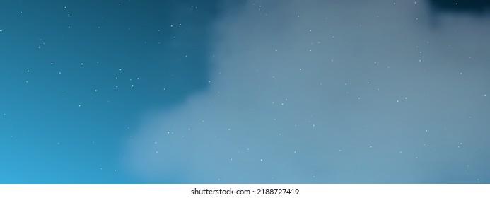 Night sky with clouds and many stars. Abstract nature background with stardust in deep universe. Vector illustration