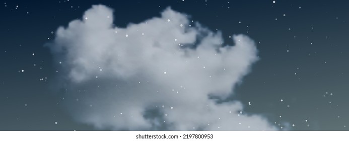 Night sky with clouds and many stars. Abstract nature background with stardust in deep universe. Vector illustration