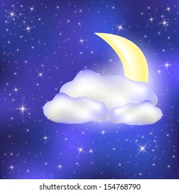 Night sky with clouds Month
