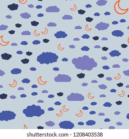 Night sky and clouds. Seamless vector EPS 10. Flat geometric pattern texture. Multicolor abstract background for print and textile Night sky and clouds. Seamless vector EPS 10. Flat geometric pattern texture. Multicolor abstract background for print and textile