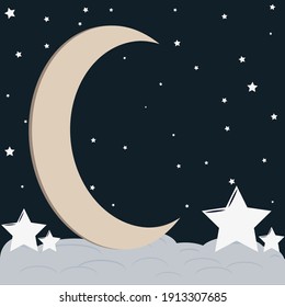 Night sky with clouds and stars