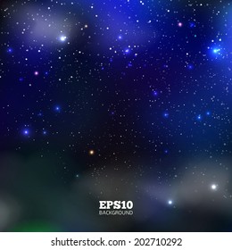Night sky. Colorful Universe filled with stars, nebula and galaxy. Vector illustration