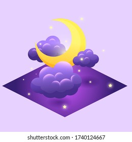 The night sky consists of the moon and stars. night sky icon
