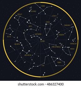 Vector Astronomical Chart Hemisphere Titles Stars Stock Vector (Royalty ...