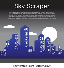 night sky craper background vector design
