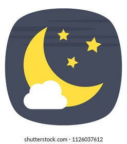 Night sky with a crescent moon and stars