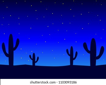 Night sky in the desert vector illustration background