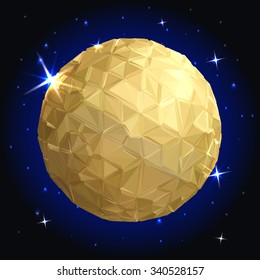 Night Sky. Full Moon. Abstract 3D geometric illustration.