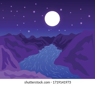 night sky and full moon illustration