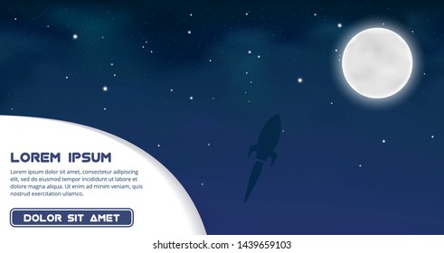 Night sky with full moon and place for your text, vector eps10 illustration