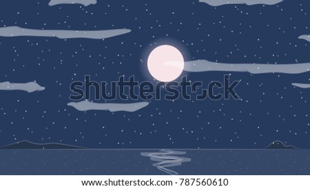 Night Sky Full Moon Wallpaper Background Stock Vector Royalty Free