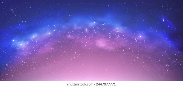 Night Sky Galaxy,Cloud with Nebula,Starry in Dark Blue Background,Universe filled with Star light in Purple,Pink,Beautiful Nature Star field with Milky Way,Horizon banner colorful cosmos,stardust 