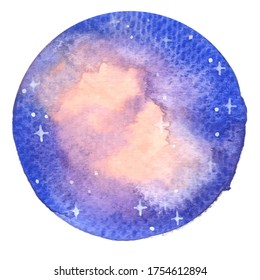 Cielo nocturno con forma de círculo estrella brillante marco color de agua fondo.