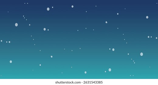  céu noturno com um gradiente de azul escuro no topo para turquesa claro na parte inferior. Pontos brancos simbolizando estrelas estão espalhados no fundo, com alguns grupos que podem se assemelhar a constelações.