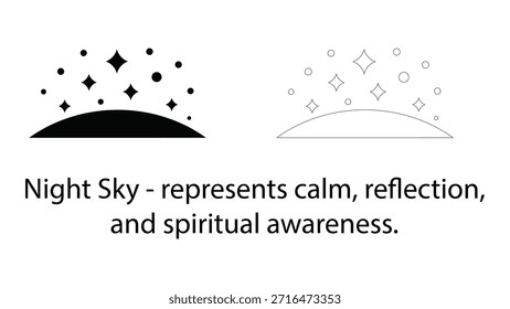 Gráfico del cielo nocturno que representa la calma, la reflexión y la conciencia espiritual