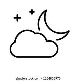 Night sky icon in trendy flat style isolated on grey background. Website pictogram. Internet symbol for your web site design, logo, app, UI. Vector illustration, EPS10.